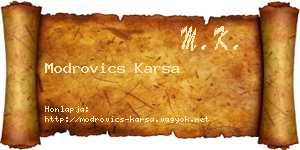 Modrovics Karsa névjegykártya